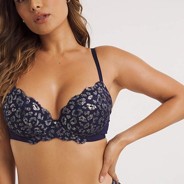 Ann Summers Sexy Lace Plunge Bra Navy Navy/Silver - Ann Summers - Size: 32G